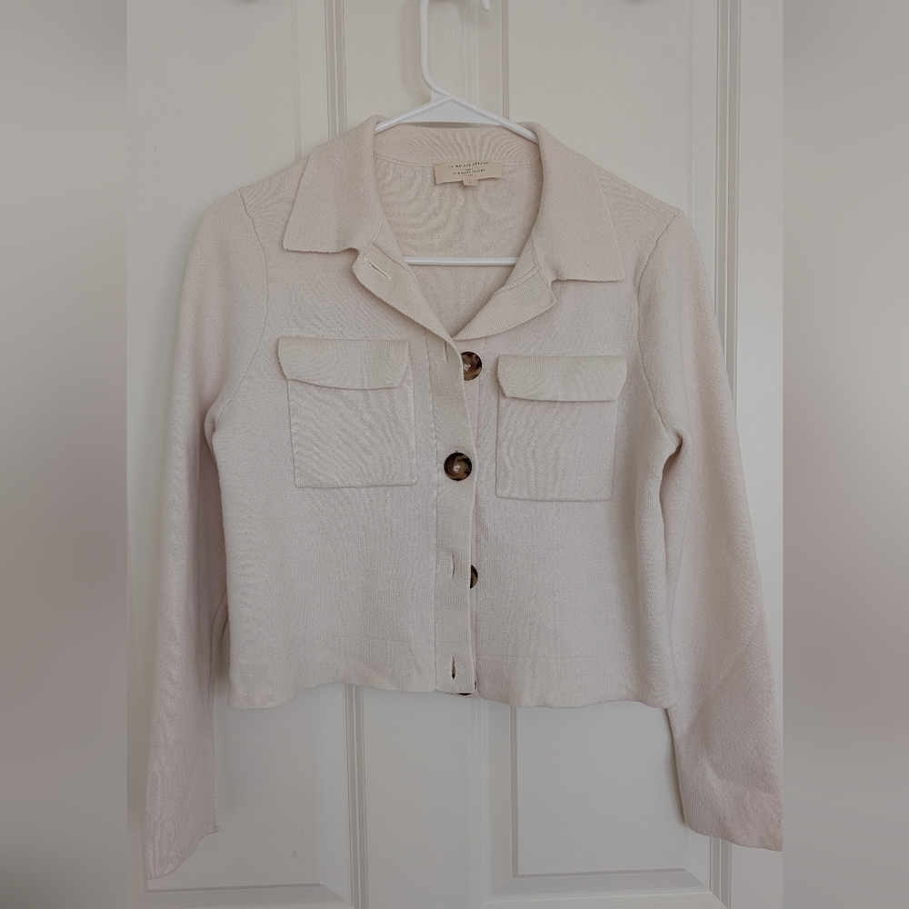 Sezane Light Beige Blazer with Button Detail
